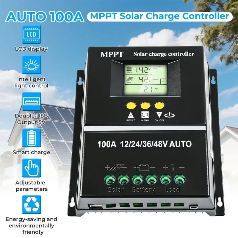 (US Stock 2-5 Days) AeternaSol 100A MPPT Solar Charge Controller 12V 24V 36V 48V