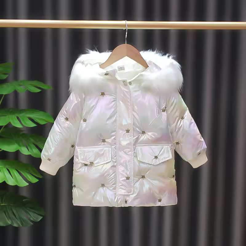 חורף תינוקת מעיל כותנה מרופדת Parka לעבות חם מעיל נוצת ברדס ילד הלבשה עליונה פעוט עמיד למים שלג ללבוש A859