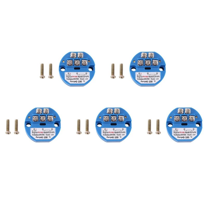 

5X PT100 Type To 0-10V 0-100 Degree RTD Input 0-10 A Output DC24V Thermal Resistance Temperature Transmitter