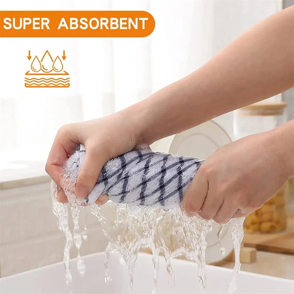 Olanly 100% Cotton Kitchen Towel Soft Dishcloth Super Absorbent Kitchen Cloths Home Cleaning Scouring Towel Washing Dishes Cloth