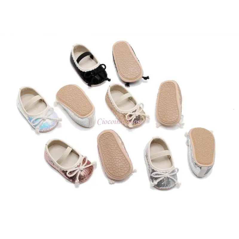Y1UB รองเท้าเปลสำหรับทารกแรกเกิด Baby Jane Flats รองเท้าชุดเจ้าหญิงรองเท้าผูกโบว์