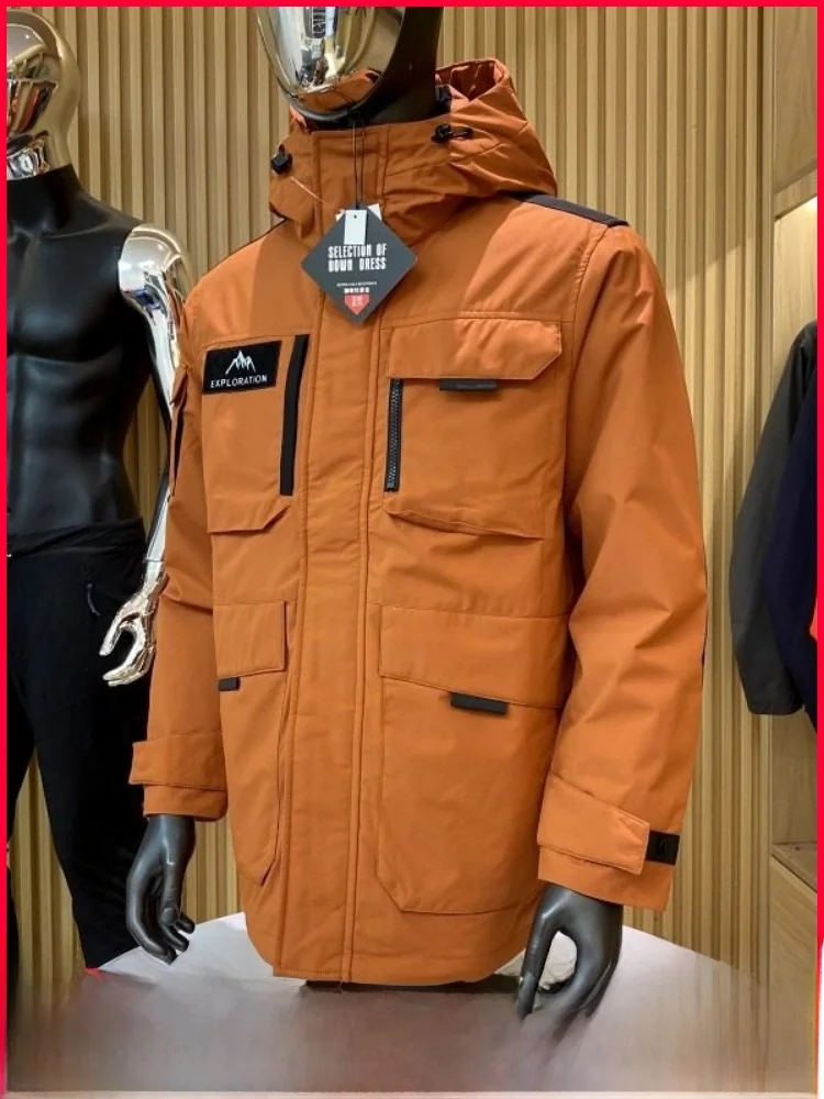 

Мужская уличная куртка Du down Jaet 90% Du Feather с капюшоном, водонепроницаемая, ветрозащитная, теплая, повседневная, с полиэфирным волокном, заполняющая мощность