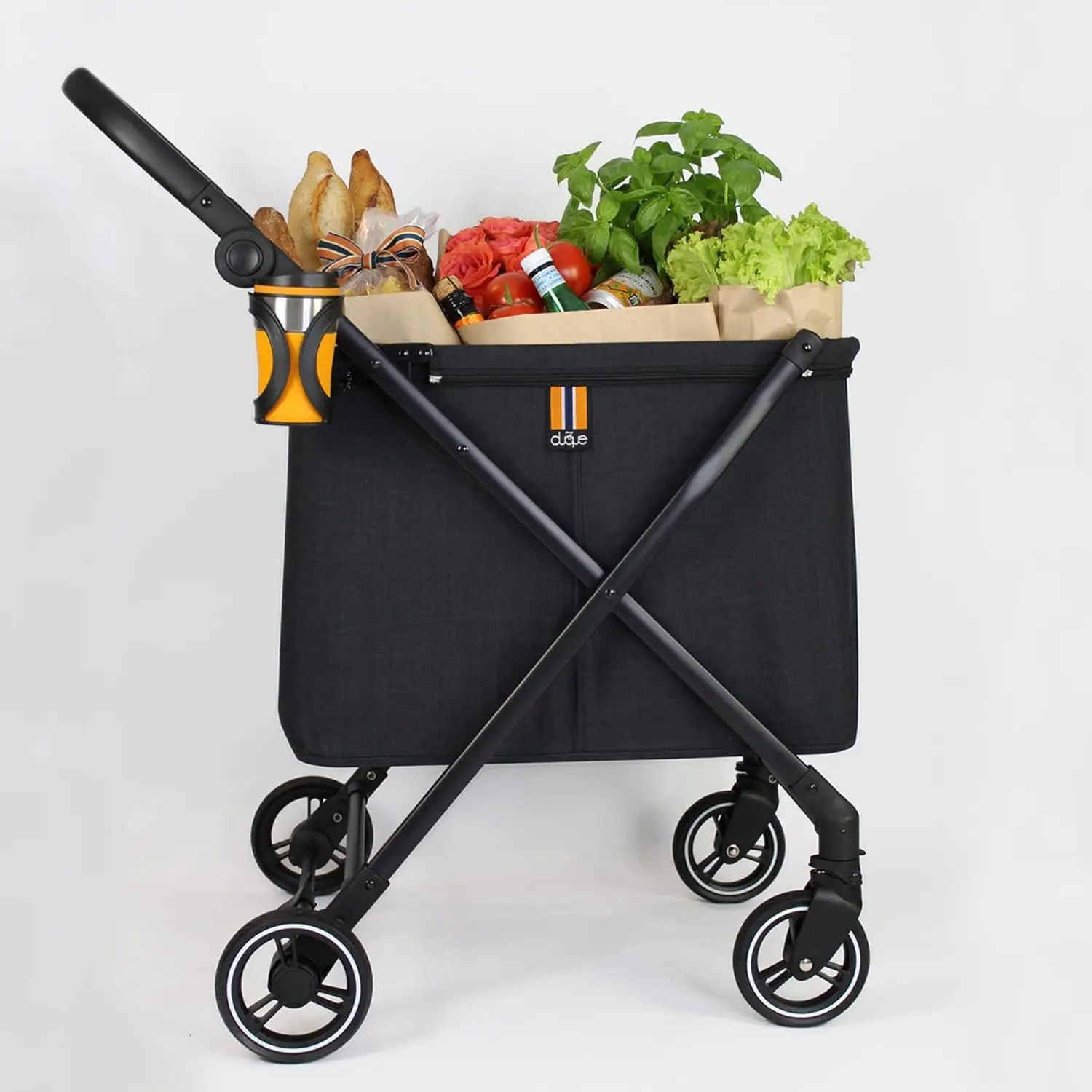 Personal Shopping Trolley, Foldable Shopping Trolley on 4 Wheels, Suspension, Height Adjustment Handle