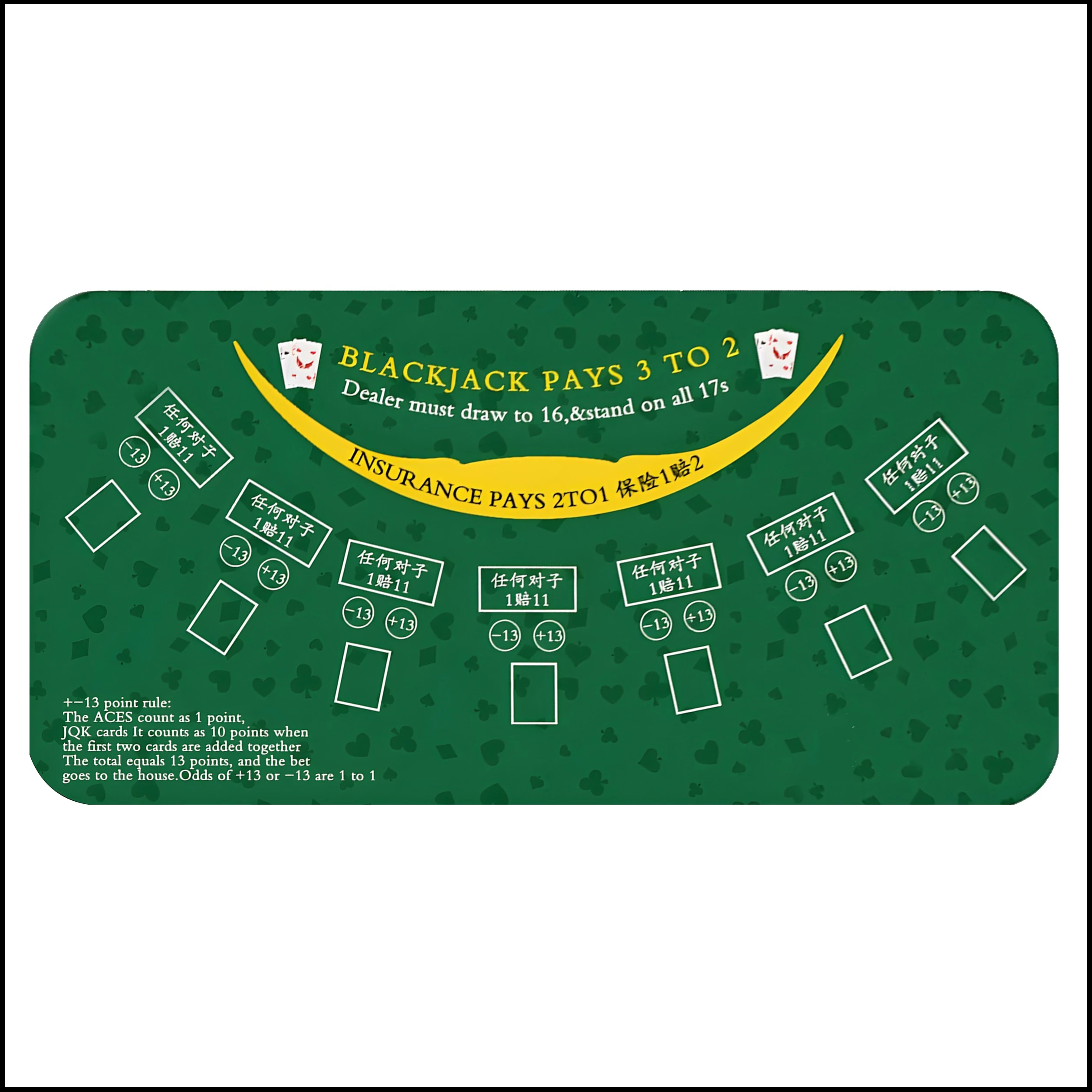 120x60cm/180x90cm Blackjack Poker Game Rubber Table Mat Party Chess and Card Game Poker Mat with Special Design