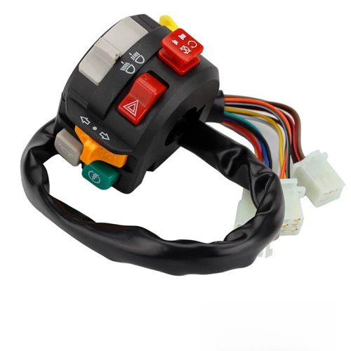 Imagen 2 del producto Conjunto de interruptor de Control de manillar multifunción para motocicleta, luz de advertencia, interruptor de botón de bocina de señal de giro, 7/8 "", 22mm