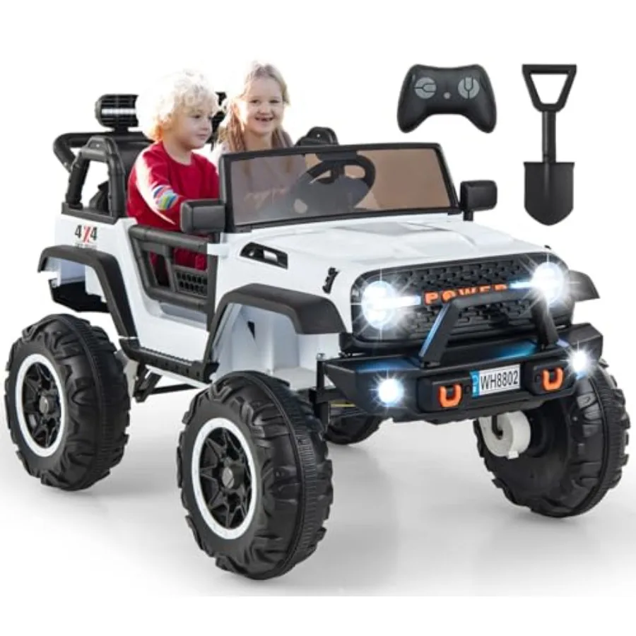 

' electric ride-on car for outdoor use, ABS plastic body, ivory color, 24V battery with switchable 2WD/4WD, 2-seater wide seat,