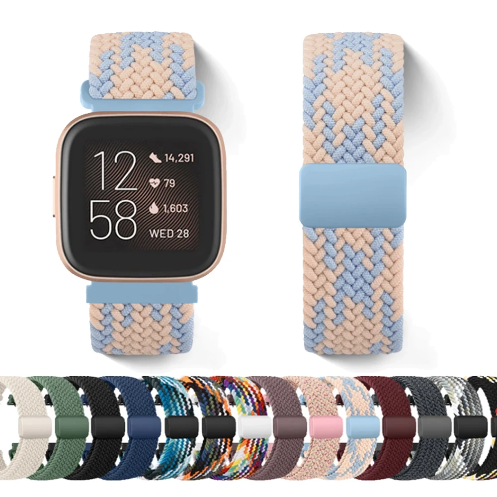 Nylon Braided Magnetic Buckle Strap For Fitbit Versa/Versa 2 Band  Adjustable Watchband Bracelet for Fitbit Versa Lite Wristband