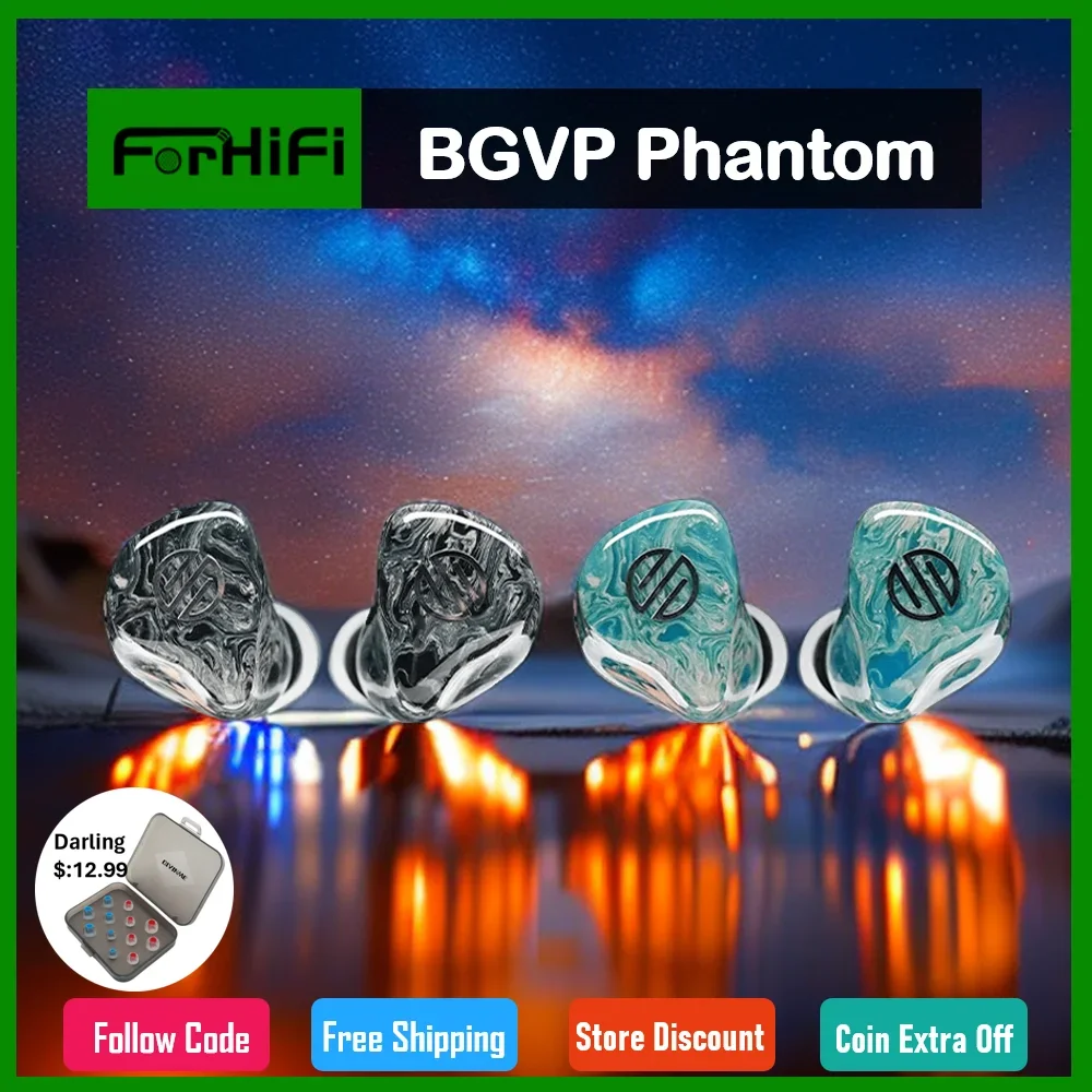 

BGVP Phantom 8 Driver EST BCD Flagship In-Ear Monitor Earphones 2BA+2DD+2EST+2BCD Hybrid IEMs with 6N OCC Silver Plated Cable