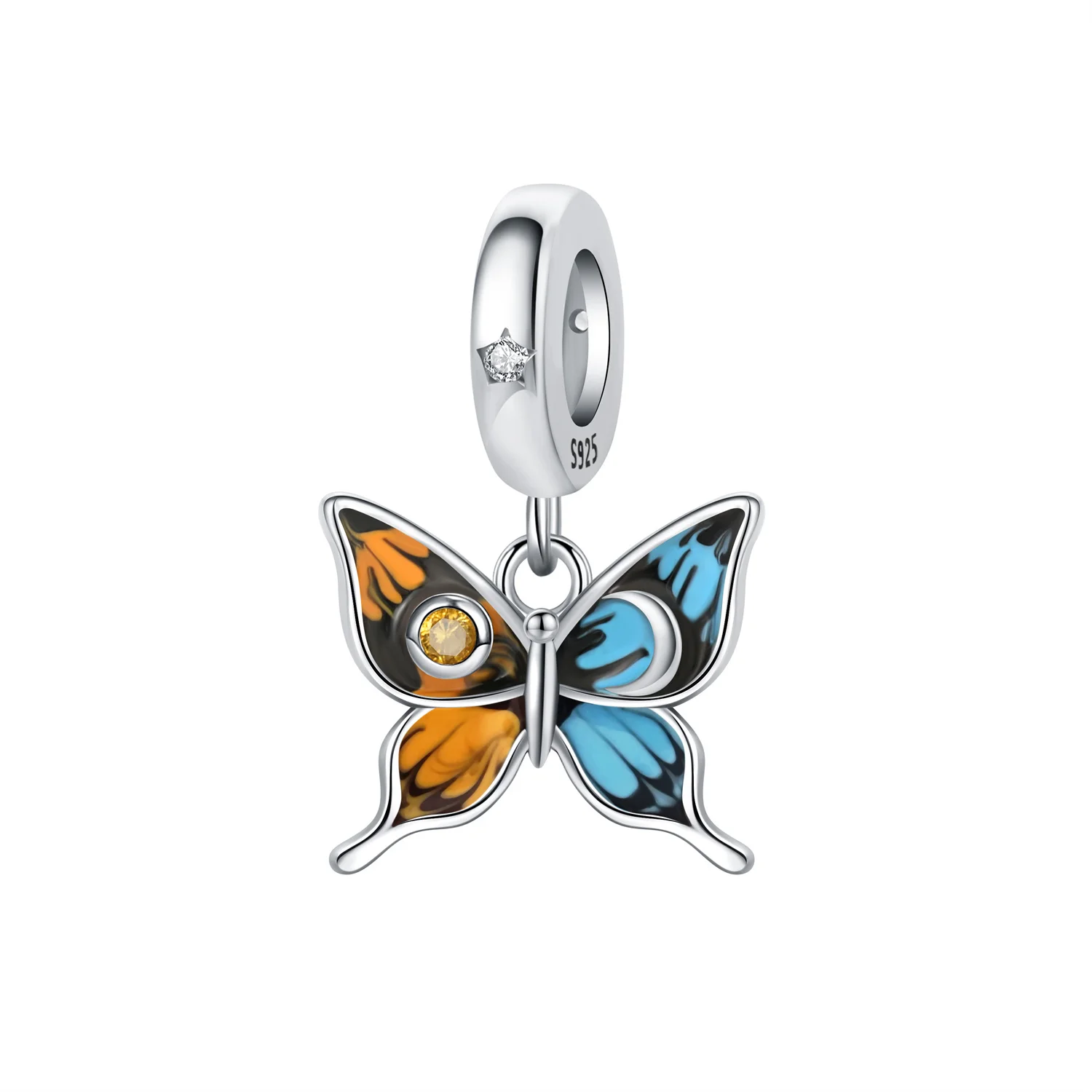 PANPOKI 925 Sterling Silber Sonne Mond Sterne Schmetterling Charms Perlen Anhänger Passend für DIY Armband Halskette Schmuck Souvenir Geschenke
