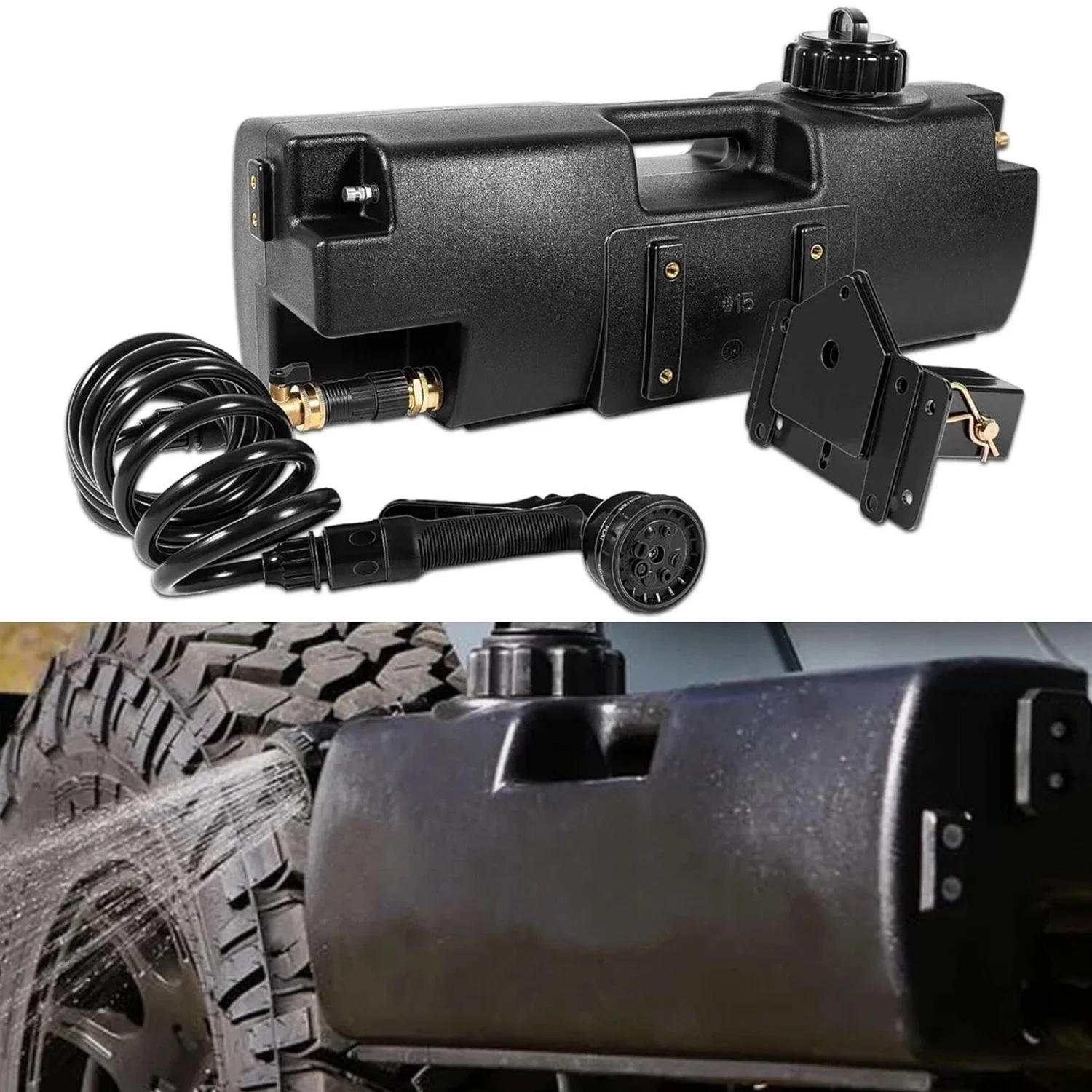 

4.0 Gallon Self-Pressurized Water Tank Used for Camping Showers, Bumper Mount or Bed Mount Vehicle Water Storage for Trucks & Of