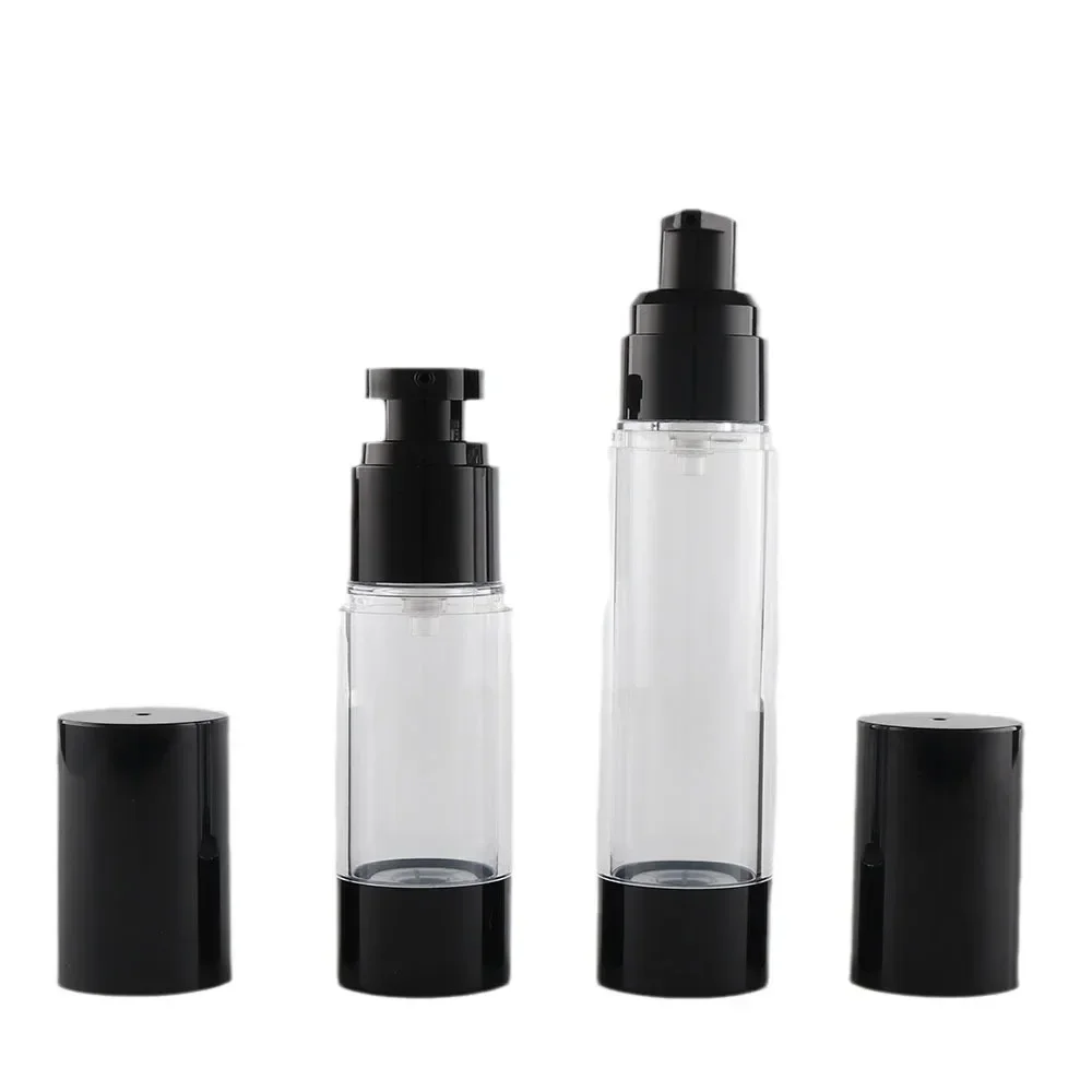 15 ml-120 ml schwarze Airless-Pumpflasche für Lotion/Creme, Vakuumspender, nachfüllbar, Anti-Abfall, Kosmetikverpackung