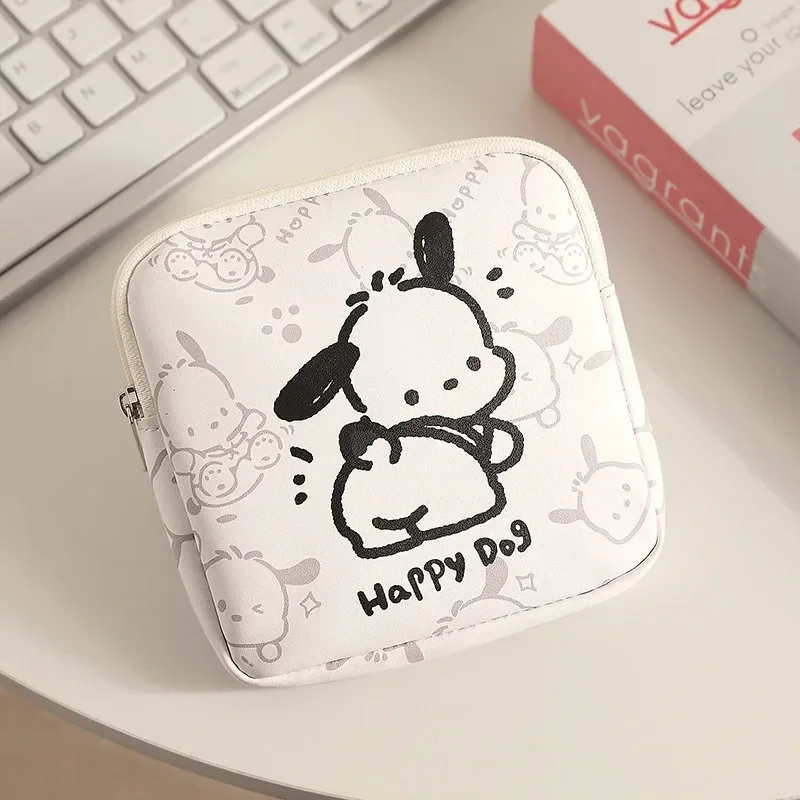 Sanrio Pochacco figurki Anime Kawaii dla dziewcząt podpaska higieniczna torba do przechowywania kreskówka Mini portmonetka przenośna kosmetyczka