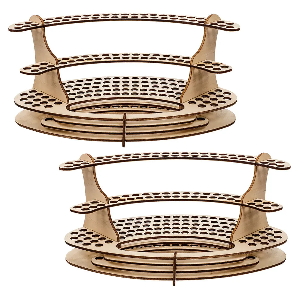 2Pcs Wooden Pen Display Rack Desktop Organizer Multi Slot Storage Stand Compact Pencil Holder Office Study Pen Holder