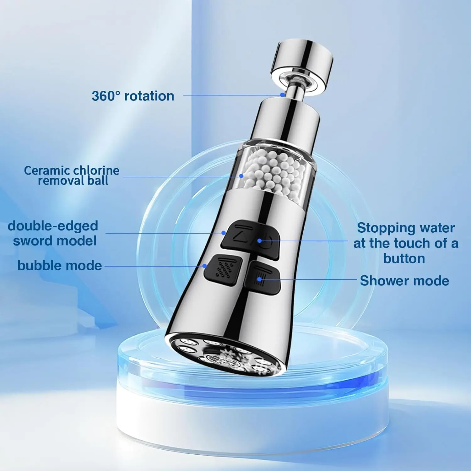 Universal Kitchen Faucet Extender With Filter Function 360° Rotate Aerator Splash Filter Washbasin Faucet Bubbler Nozzle Aerator
