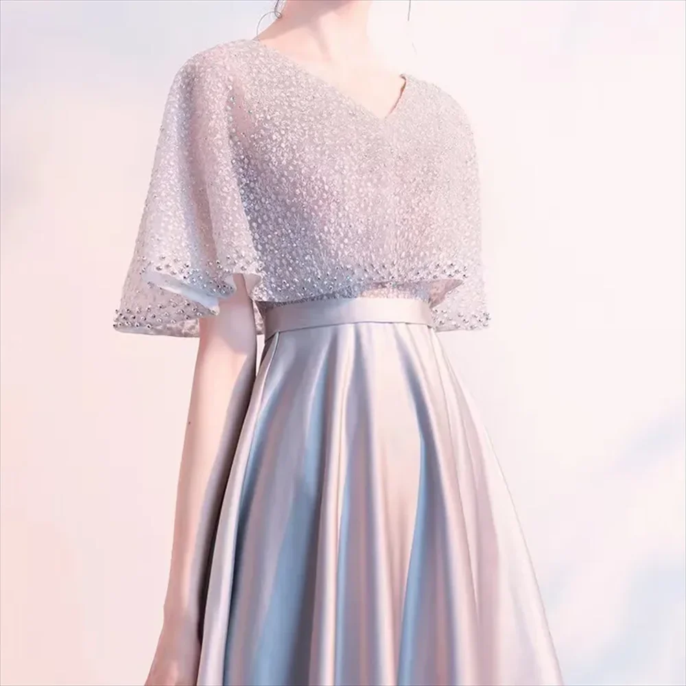 Graceful Mother Of The Bride Dress Crystal Beaded Flowers Sequined Sweetheart Neck Satin Long  Formal Wedding Party Gown ﻿