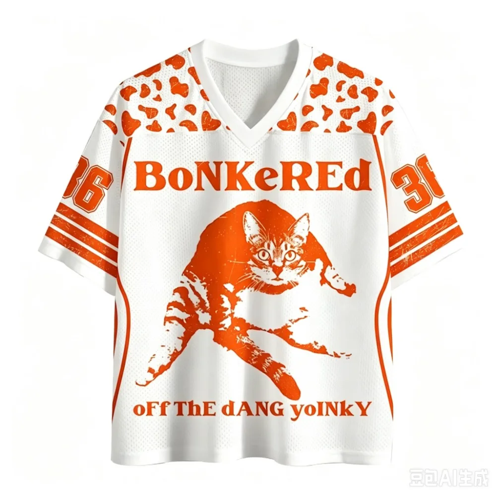 Y2K Fat Cat Pattern 3D Printed Men Sports V-neck T-shirt Outdoor Street Casual Fashion Quick-drying Breath Parent-child Clothing
