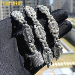 New Iced Out Bling Rectangle CZ Dollar Symbol Necklace Silver Color 5A Zircon Cuban Link Chain Charm Hip Hop Men Women Jewelry