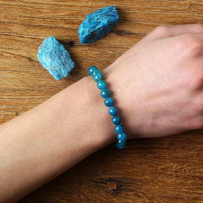 Original Reiki Blue Apatite Beads Bracelets Men Women Natural Stone Blood Circulation Stimulate Enthusiasm Health Care Jewelry