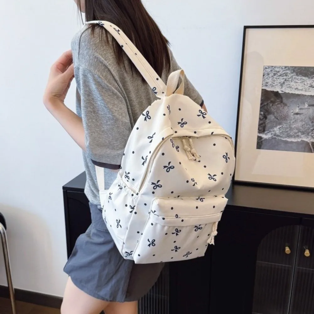 Daypack Three-piece School Bag Set Large Capacity Handbag Nylon Bow Backpack Scratch Prevention with Pen Bag Students School Bag