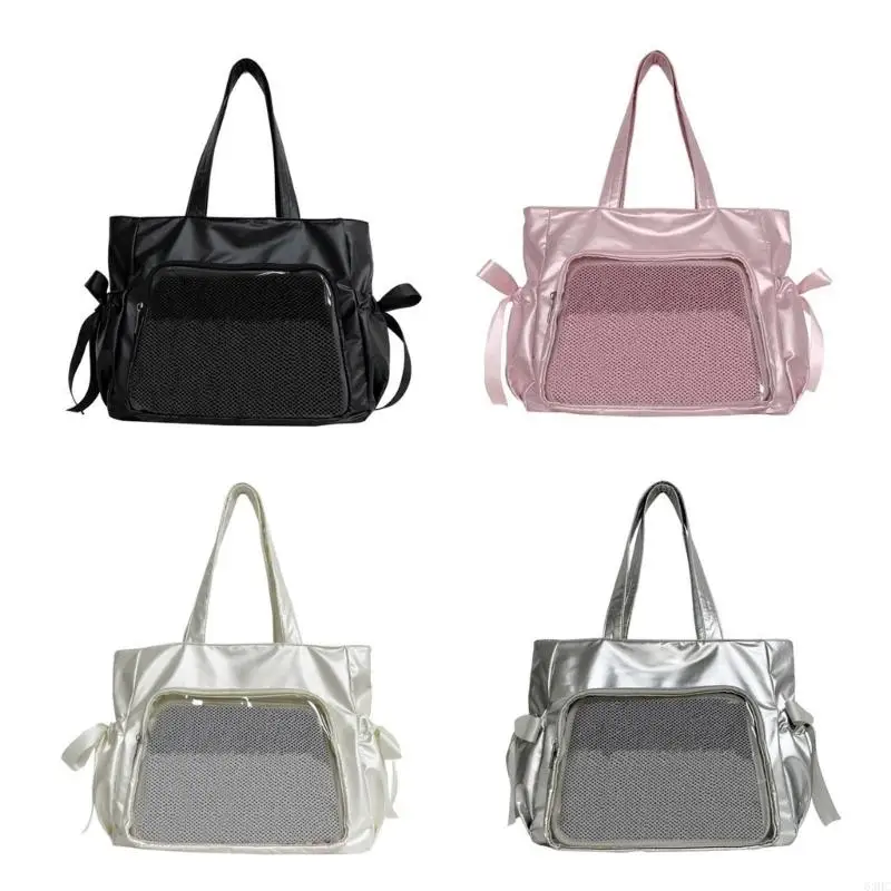 

63HC Delicate Itabag Clear Window Top Handle Bags Casual Shoulder Pack Large Capacity Handbag for Everyday Essential