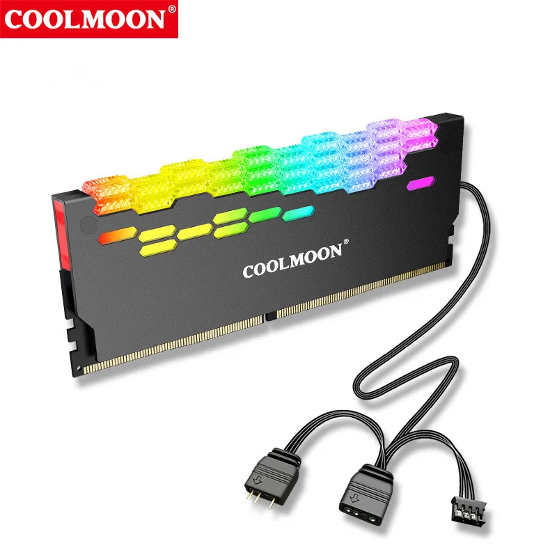 COOLMOON RA-2 RAM Memory Bank Heat Sink Cooler 5V ARGB Colorful Flashing Heat Spreader For PC Desktop Computer Accessories