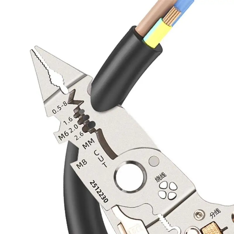 Professional Electrician Tool ABS Plastic Wire Stripping Pliers Built In Voltages Detectors And Piercing Blade Wire Cutter M4YD