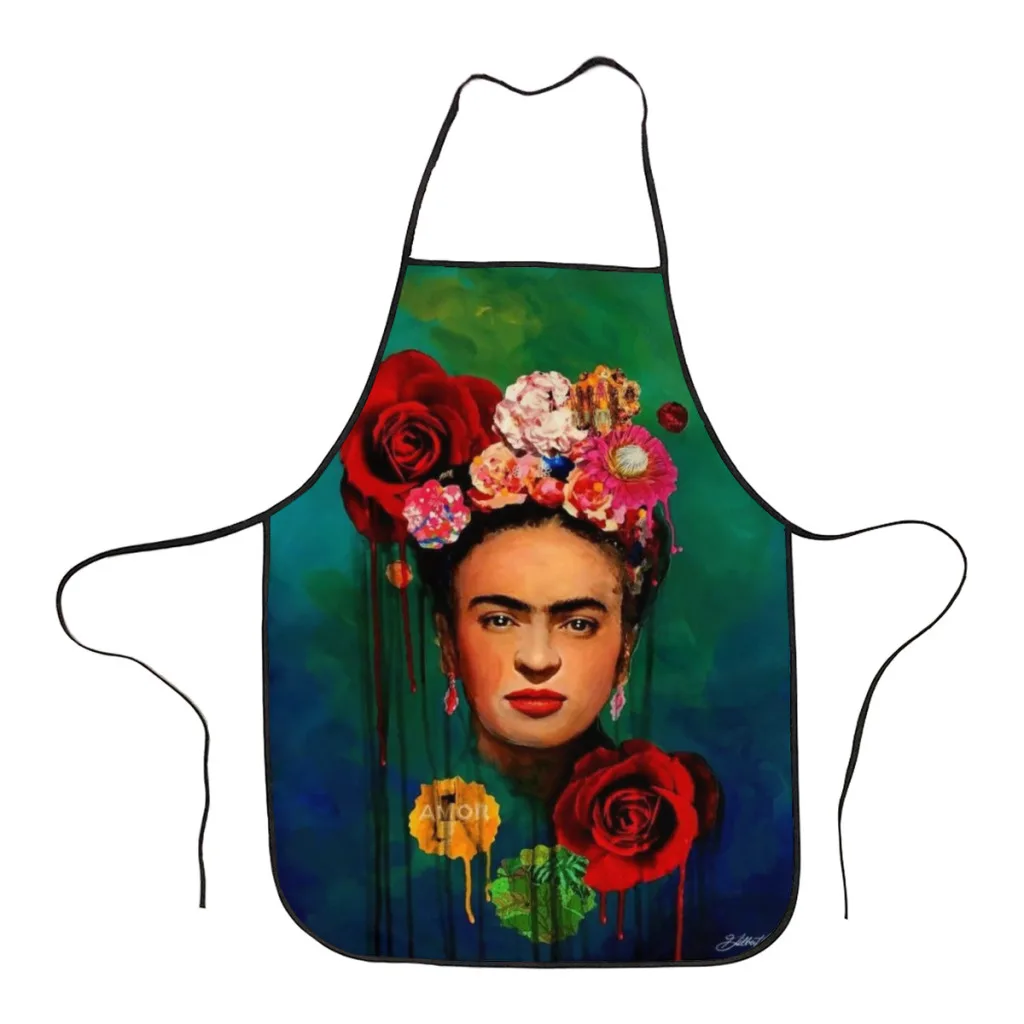 Frida Floral (Green) Kitchen Aprons for Women Household Cleaning Apron Chefs Cooking Baking Apron for Child