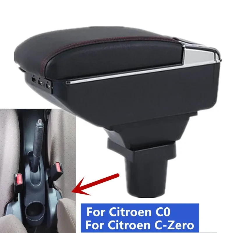 

NEW For Citroen C0 Armrest box For Citroen C-Zero Car Armrest Central storage Box Interior Retrofit parts USB Car Accessories