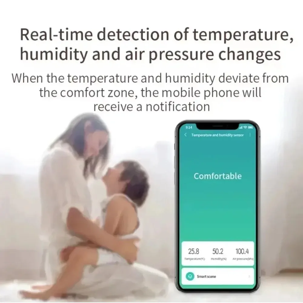 Tuya Zigbee Temperature Humidity Sensor Smart Home Device Compatible with Google Home Alexa for Environmental Monitoring