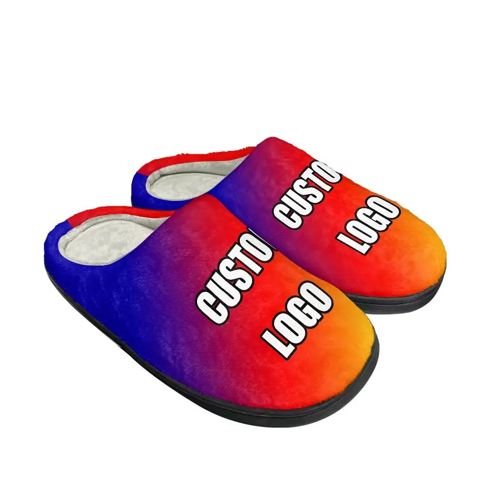 Custom Your Image Print Winter Shoes for Men Women Mules Half Shoes Slippers Non-Slip Cotton Slipper Unisex Couple Warm Slides