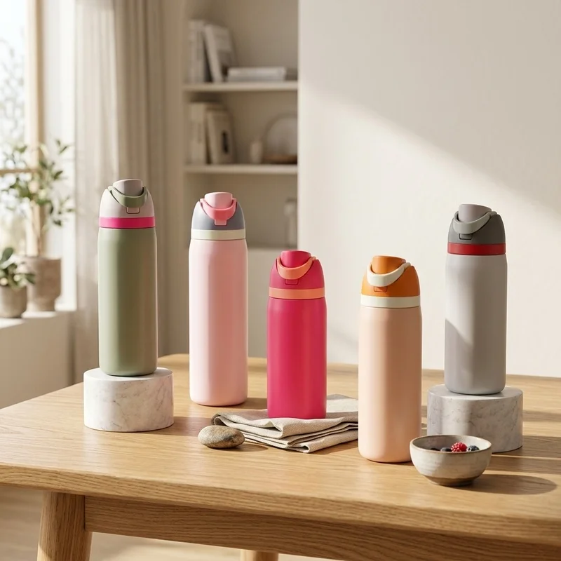 480/710ML 304 Stainless Steel Thermos Cup, One-Touch Open Vacuum Water Bottle with Straw for Outdoor Car Travel Daily Use