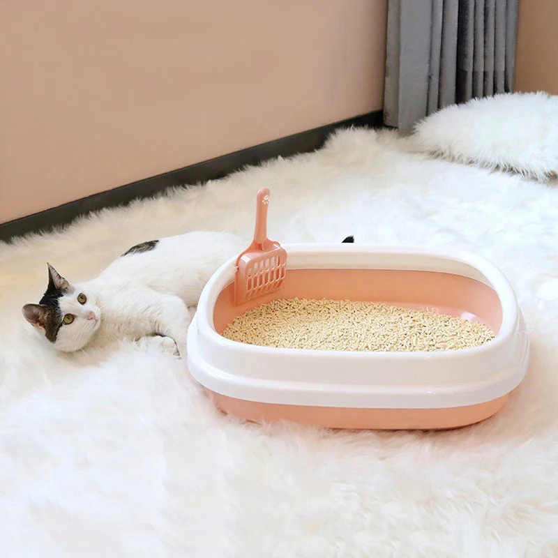 

Semi-enclosed Cat Litter Basin Removable Pussy Sandbox Easy To Clean Pet Toilet Supplies Splash-proof Kitten Tray Washing Bath