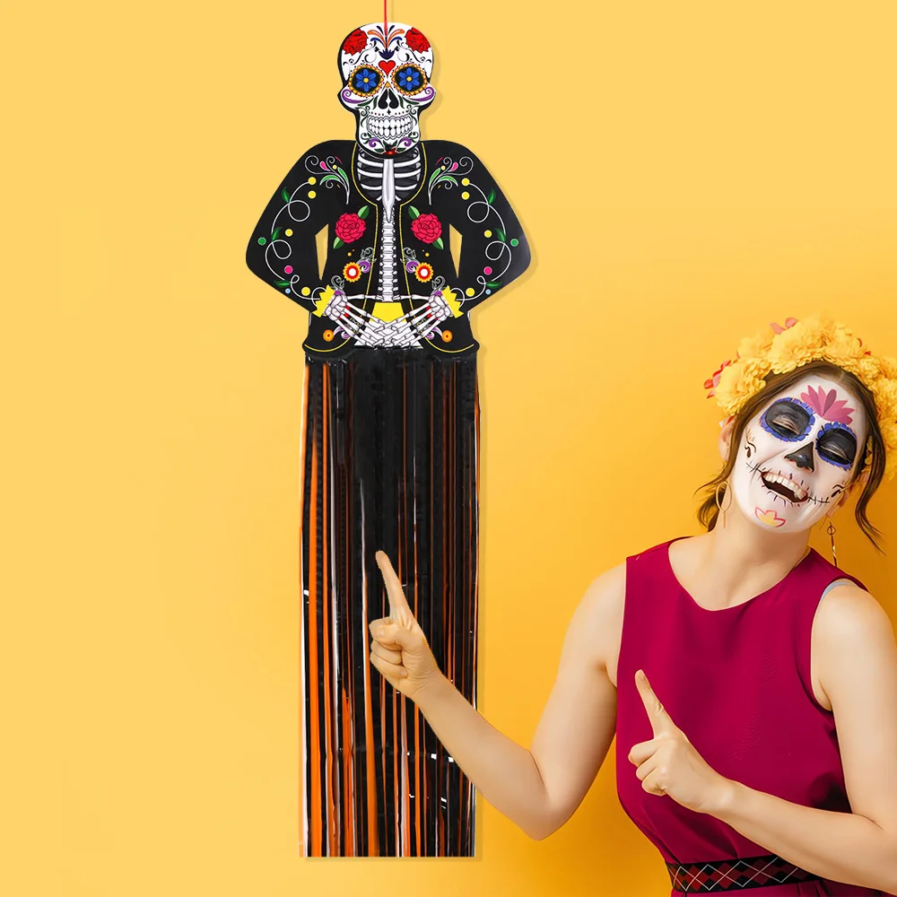 

Mexican Festival Door Decor Long Lasting Skeleton Couple Porch Banner Ghost Bride Hanging Decoration Impressive For Party Photo
