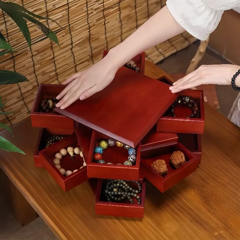 

Luban Lock Puzzle Box Solid Wood Desktop Organizer for Snacks Tea Set &Jewelry Multi-Layer Secret Storage, Creative Gift for Men