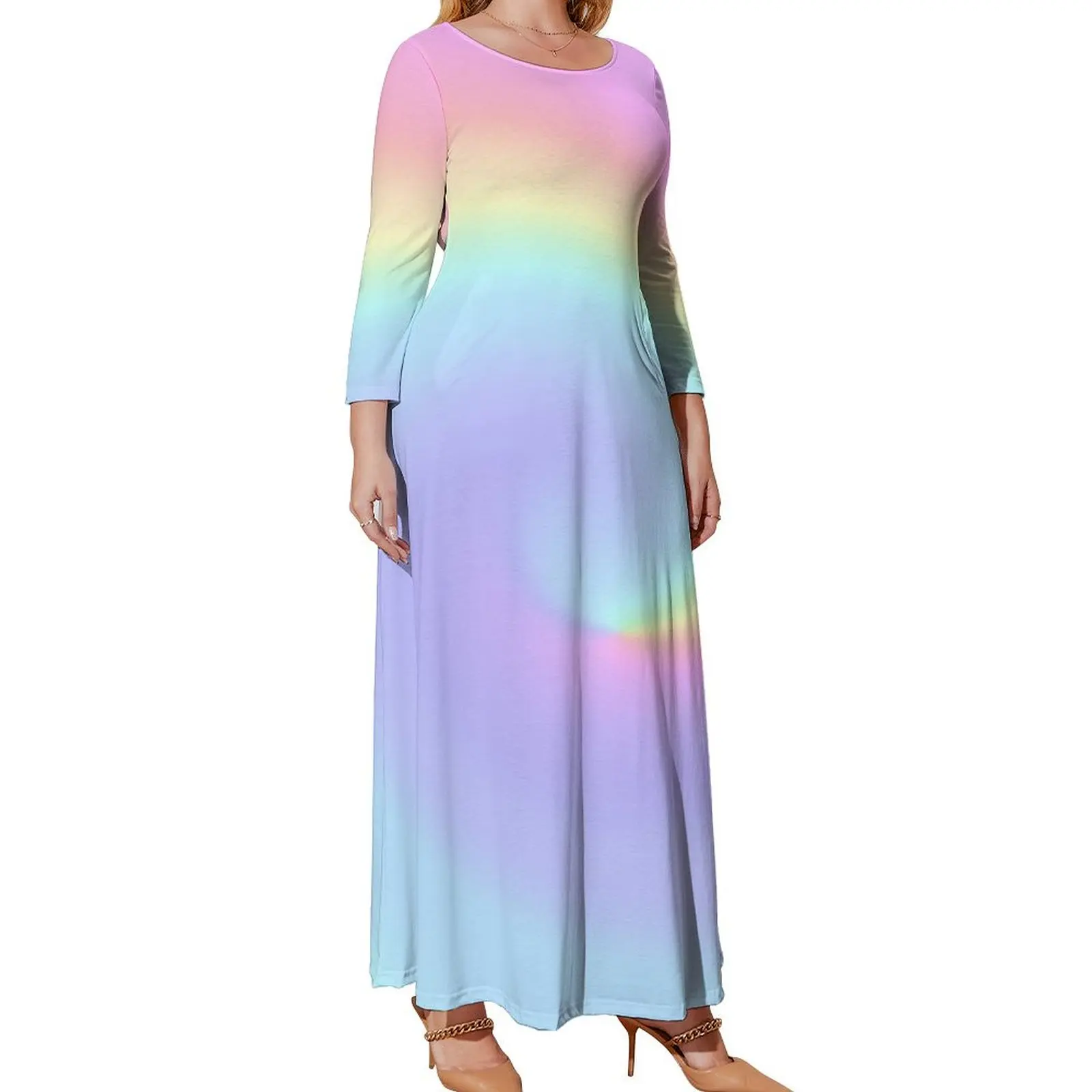 

Light Pastel Rainbow Spiral Long Sleeved Dress dresses for woman women's elegant loose dresses Summer dresses for women