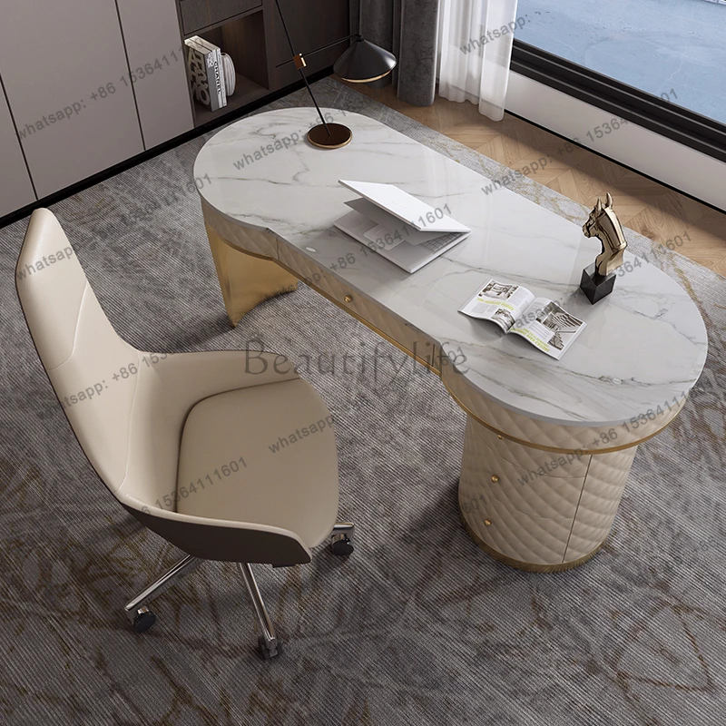 

X4 Light luxury rock slab desk and chair modern simple study computer home writing desk designer