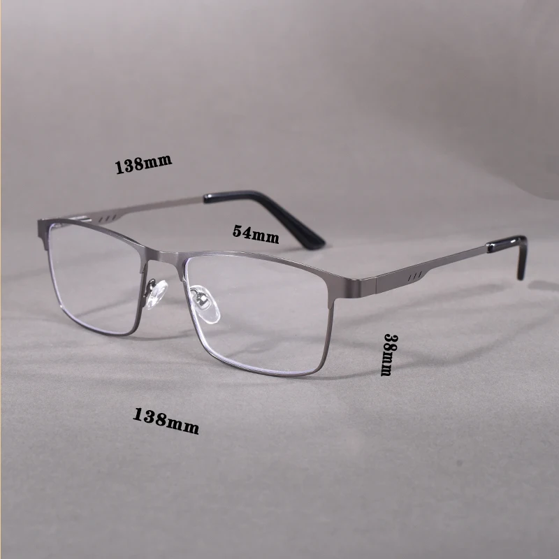 Mai Blume Übergroße Metall Lesebrille Für Männer Rezept Brillen Blau Licht Blockieren Business Platz Brillen Rahmen + 75 – Detail 1