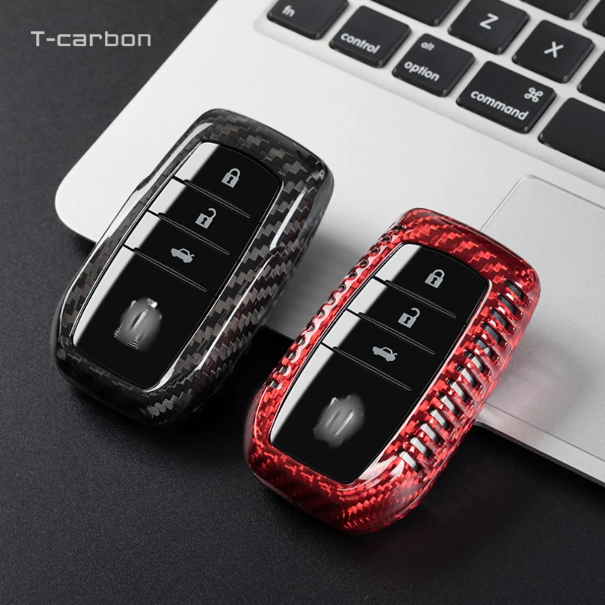 

T-carbon Carbon Fiber Car Remote Key Case Cover Shell Fob For Toyota Corolla Prius Camry CHR C-HR RAV4 Altis Land Cruiser Prado