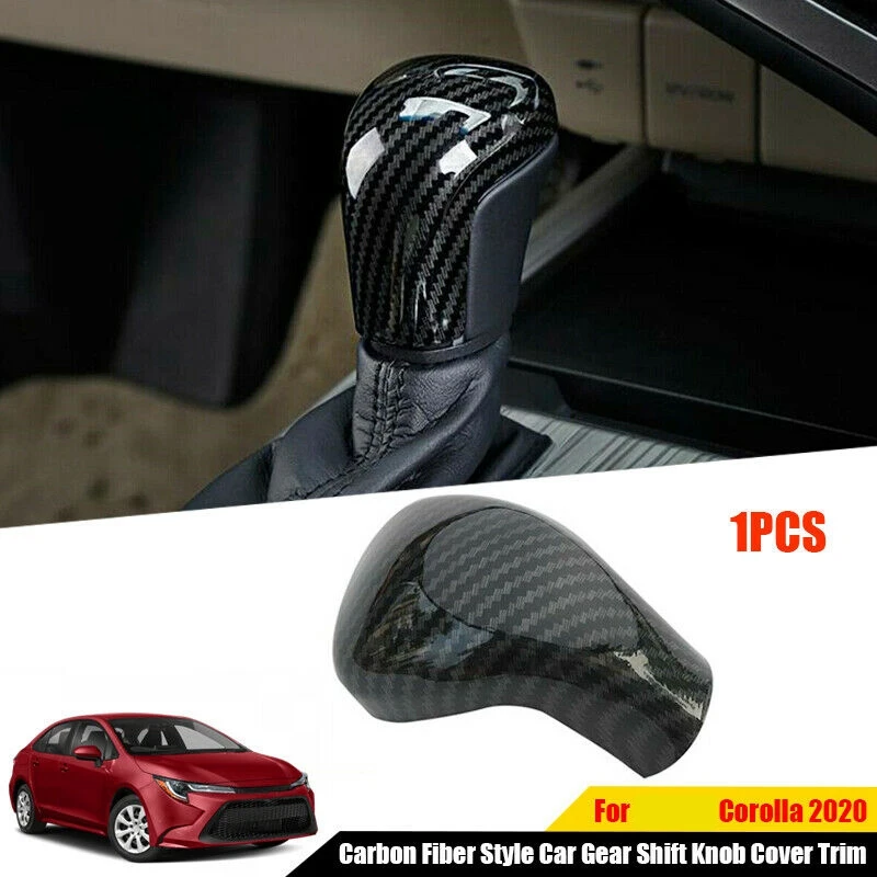 Carbon Fiber Style Gear Shift Knob Head Cover Trim for Toyota Corolla Avalon Camry 2018-2021 Stick Sport