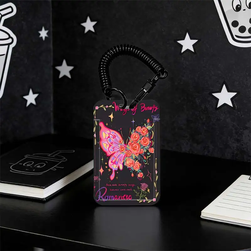 Card Protection Cover for Student Bus/Meal Card Protection Case Kpop Photocard Holder Photo Protector Stretchable Spring Cord