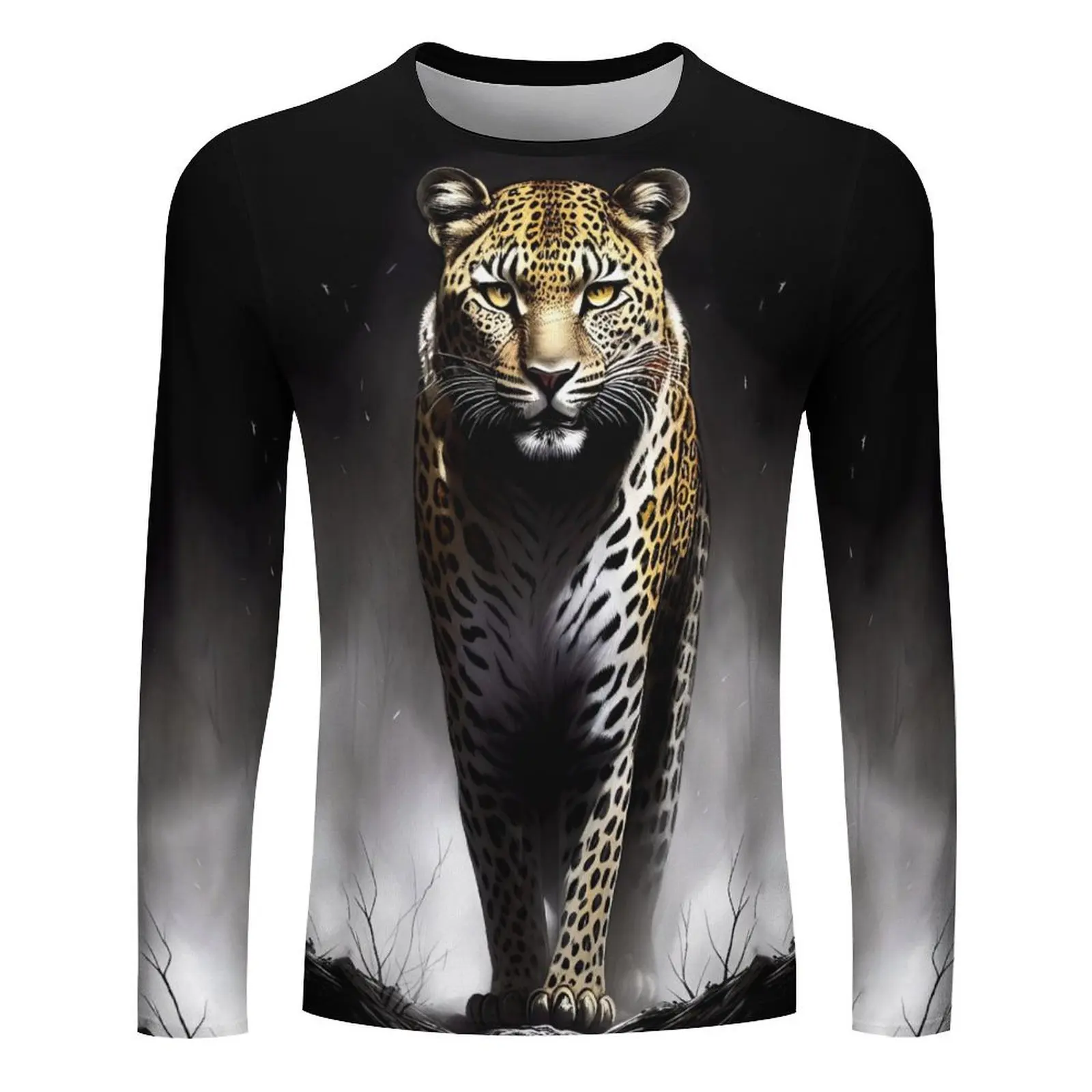 Spring And Autumn Men's Fashion Long Sleeve Loose Casual 3d Simulation Animal Print Irregular Printed Round Neck Hoodie