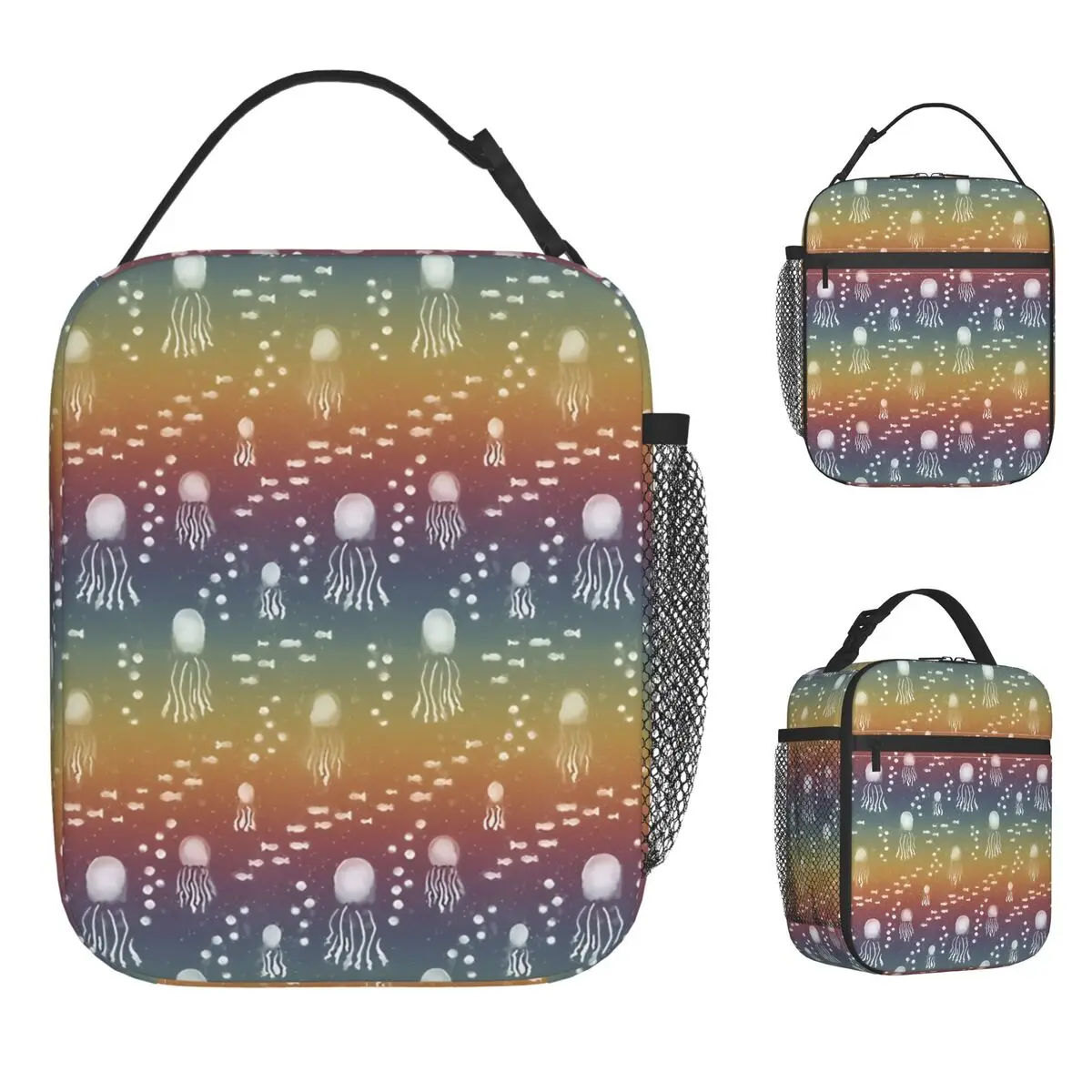 

Luminescent Rainbow Jellyfish Lunch Bag Cute Lunch Box Picnic Convenient Tote Food Bags For Adult Waterproof Designer Cooler Bag