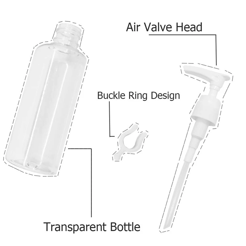 Botellas de viaje transparentes con bomba, botella dispensadora de loción para agua, Aceite de Masaje, champú, paquete de 36, 3,4 Oz/100Ml