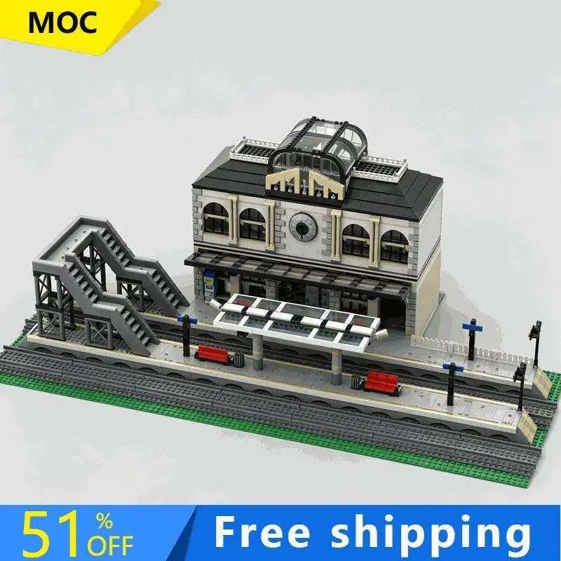 5076 PCS Grand Central Modular Train Station And Platform Expansion Building Blocks Model Bricks DIY Assembly Display Toy Gift