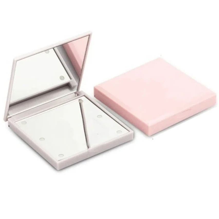 

Double-Sided LED Makeup Mirror Folding Square Lady Cosmetic Mirror Handheld Portable Beauty Mini Pocket Mirrors Women