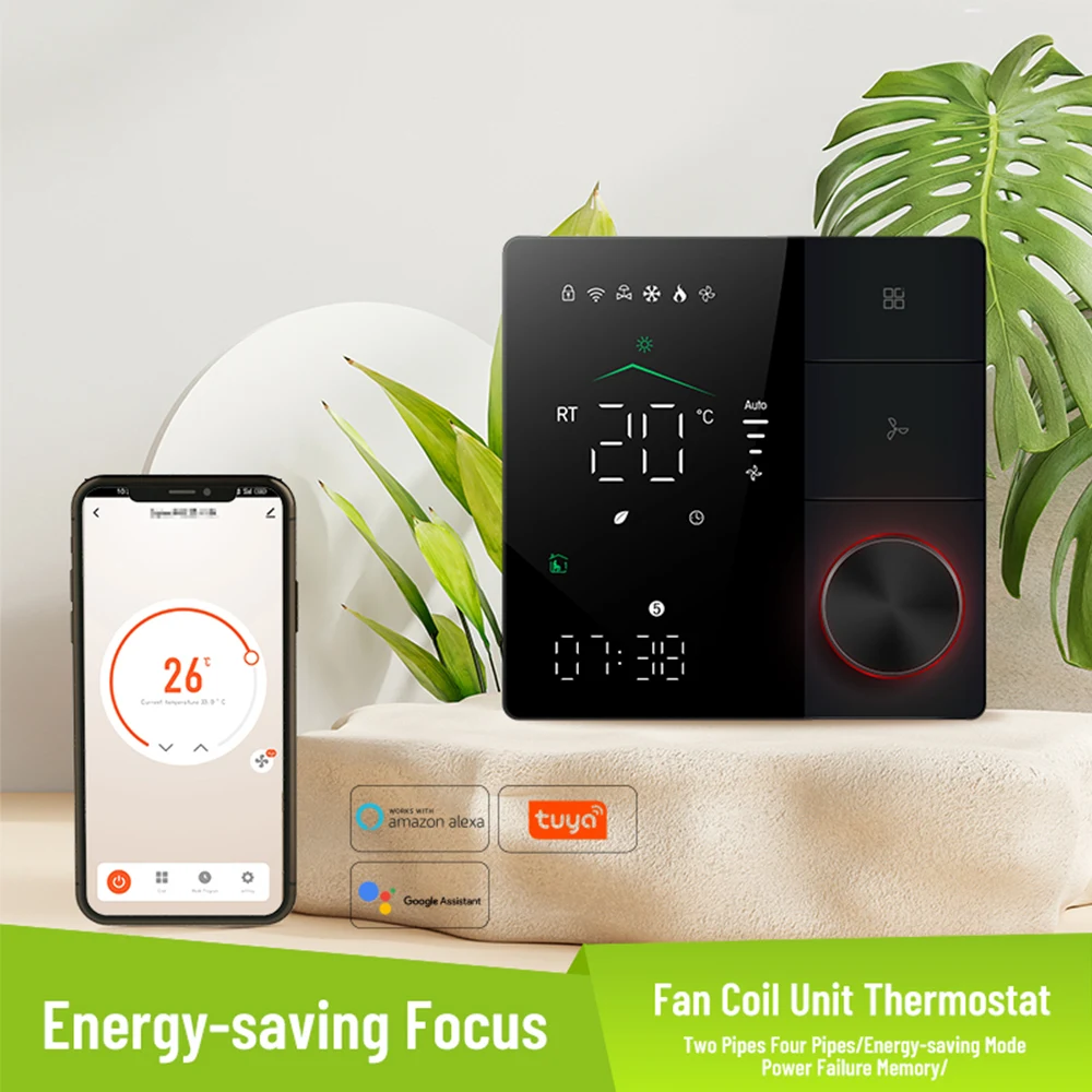 Tuya WiFi Thermostat Air Conditioner Heating Cooling Temperature Controller Programmable LCD Touch Screen Google Home Alexa