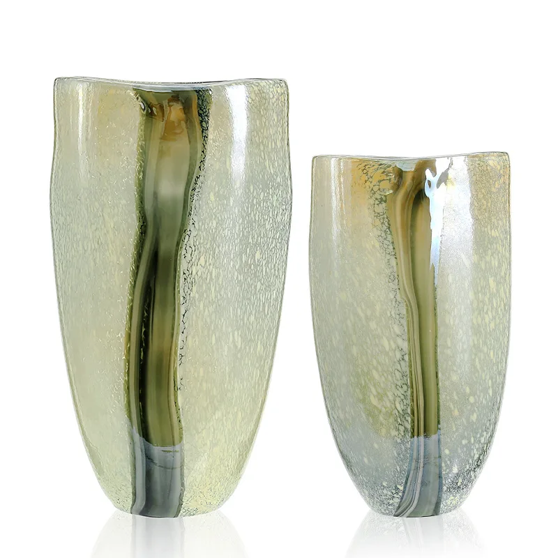 Glass vase high-grade porcelain powder ink pattern flower arrangement high-value soft vase ornament
