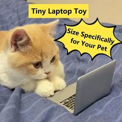 Un giocattolo per gatti A forma di mini laptop, uno specchio portatile realistico per animali domestici in resina e uno specchio per il trucco creativo da portare con yo