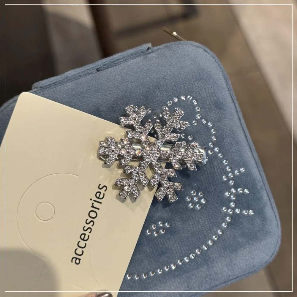 6 قطعة مشبك شعر ندفة الثلج سباركلي حجر الراين مشابك الشعر للنساء الفضة ندفة الثلج دبابيس الشعر عيد الميلاد إكسسوارات الشعر الطرف #4