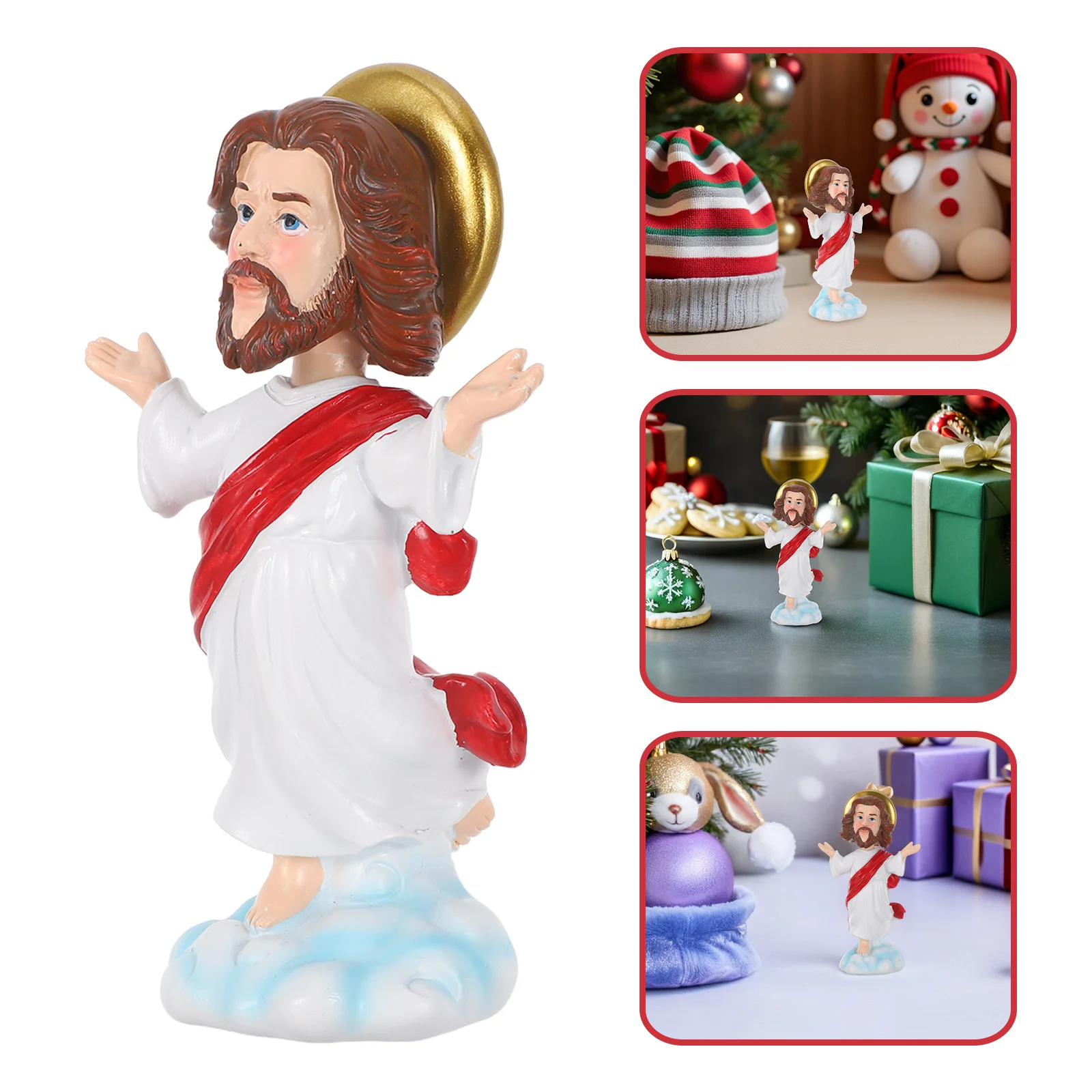

Miniature Christmas Jesus Resin Shaking Head Car Ornament For Dashboard Auto Center Console Decor Religious Desktop Statue